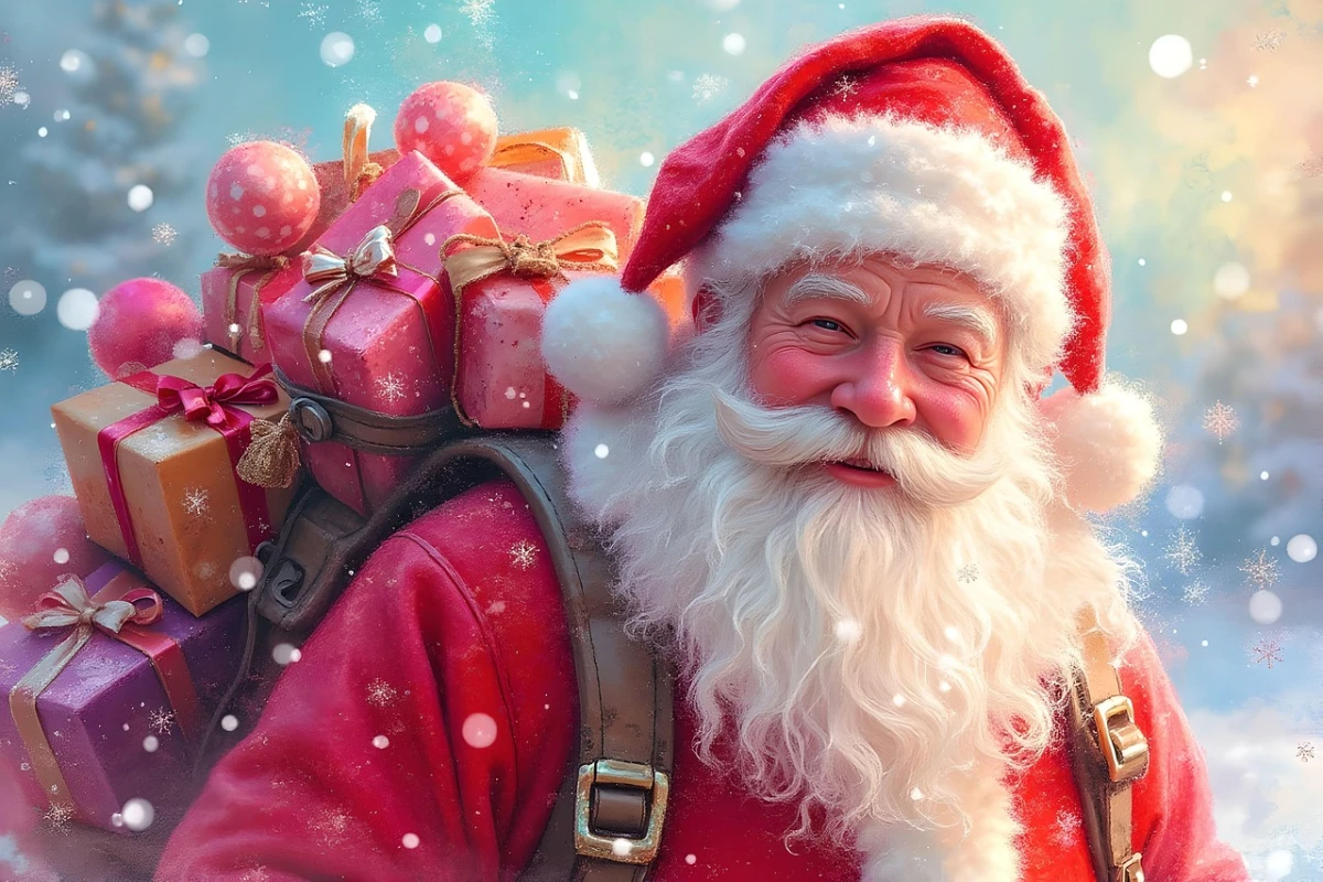 Papá Noel y Aurora Boreal